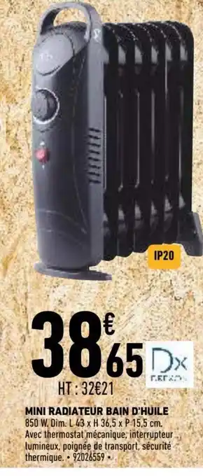 Brico Cash Mini radiateur bain d'huile offre