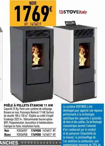 Brico Cash Poêle à Pellets étanche 11kw offre
