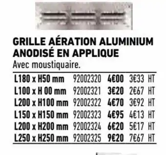 Brico Cash Grille Aération Aluminium offre
