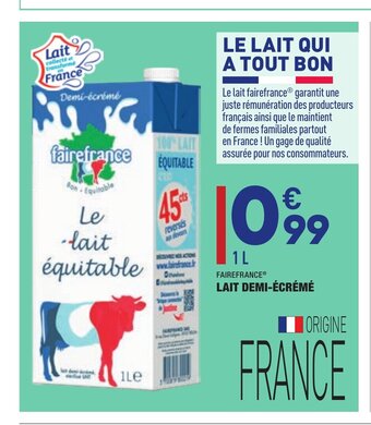 ALDI Lait Demi-écrémé offre