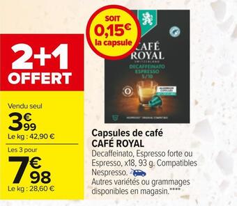 Carrefour Café royal capsules de café offre