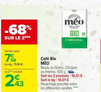Carrefour Méo café bio offre