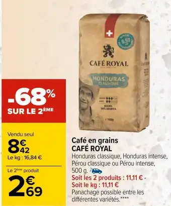 Carrefour Café royal café en grains offre
