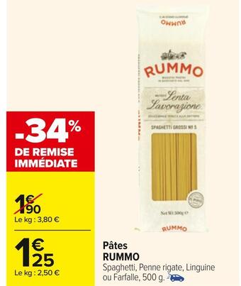Carrefour Rummo pâtes offre