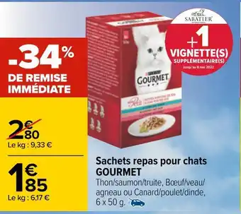 Carrefour Gourmet sachets repas pour chats offre