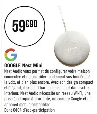 Géant Casino Google nest mini offre