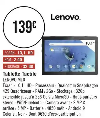 Géant Casino Lenovo tablette tactile offre