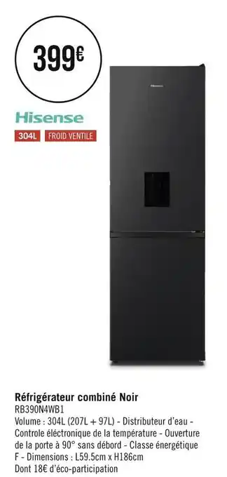 Géant Casino Hisense réfrigérateur combiné noir offre