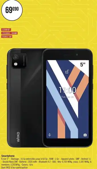 Géant Casino Wiko smartphone offre