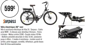 Géant Casino Surpass vélo électrique 26’’ noir offre