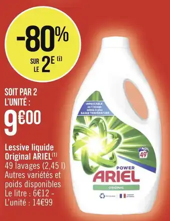Géant Casino Ariel lessive liquide original offre