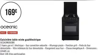 Géant Casino Oceanic cuisinière table mixte gaz/électrique offre
