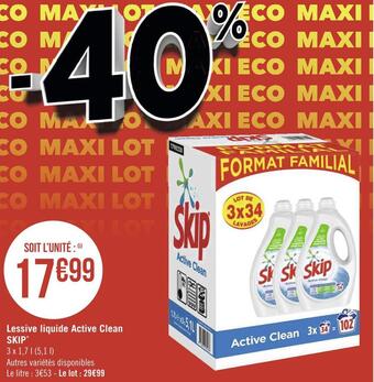 Géant Casino Skip lessive liquide active clean* offre