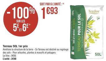 Géant Casino Terdor terreau 50l 1er prix offre