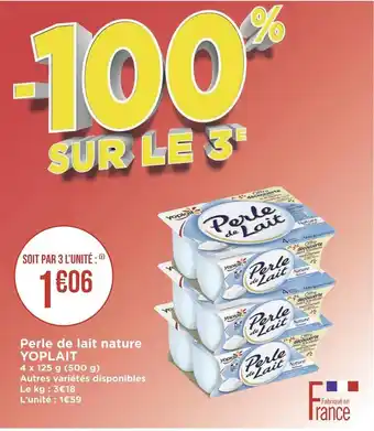 Géant Casino Yoplait perle de lait nature offre