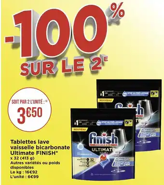 Géant Casino Finish tablettes lave vaisselle bicarbonate ultimate* offre