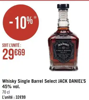 Géant Casino Jack daniel’s whisky single barrel select 45% vol. offre