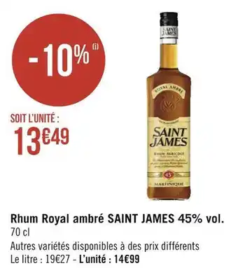 Saint james rhum royal ambré 45% vol.