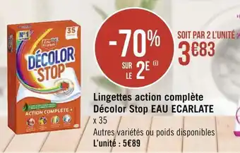 Eau ecarlate lingettes action complète décolor stop