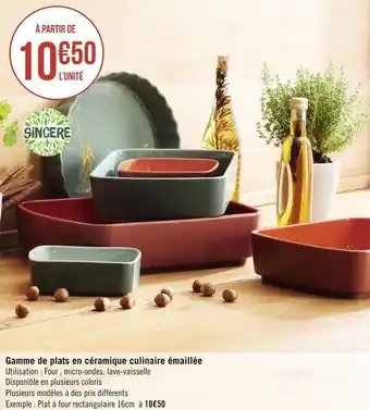 Géant Casino Sincère gamme de plats en céramique culinaire émaillée offre