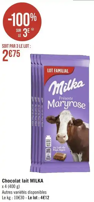 Géant Casino Milka chocolat lait offre