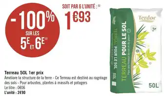 Géant Casino Terdor terreau 50l 1er prix offre