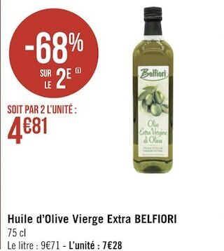 Géant Casino Belfiori huile d’olive vierge extra offre