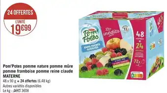 Géant Casino Materne pom’potes pomme nature pomme mûre pomme framboise pomme reine claude offre
