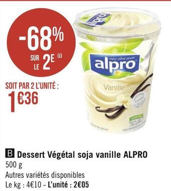 Géant Casino Alpro dessert végétal soja vanille offre