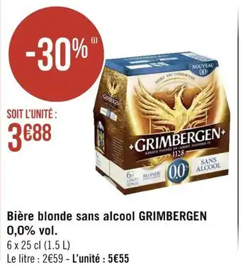 Géant Casino Grimbergen bière blonde sans alcool 0,0% vol. offre