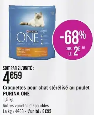 Géant Casino Purina one croquettes pour chat stérélisé au poulet offre