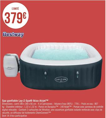 Géant Casino Bestway spa gonflable lay-z-spa ibiza airjet offre