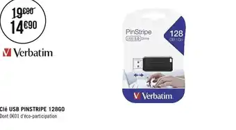 Verbatim clé usb pinstripe 128go