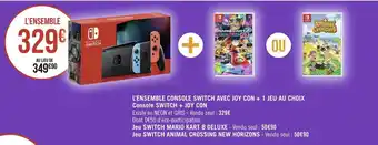 Casino Supermarchés L’ensemble console switch avec joy con + 1 jeu au choix console switch + joy con offre