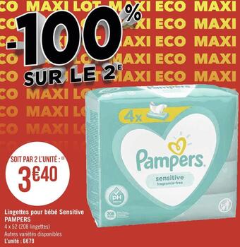 Géant Casino Pampers lingettes pour bébé sensitive offre
