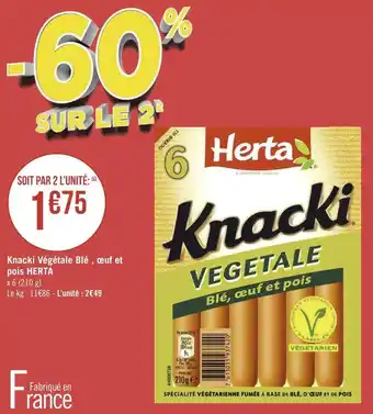 Géant Casino Herta knacki végétale blé , œuf et pois offre