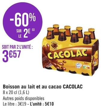 Géant Casino Cacolac boisson au lait et au cacao offre