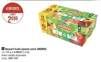 Géant Casino Andros dessert fruité pomme poire offre