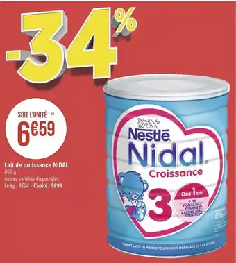 Nidal lait de croissance