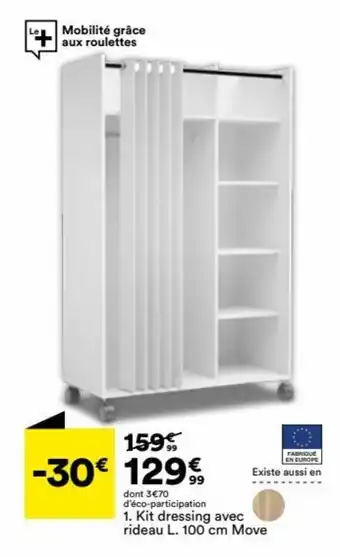 BUT Kit Dressing Avec Rideau rideau L.100cm Move offre