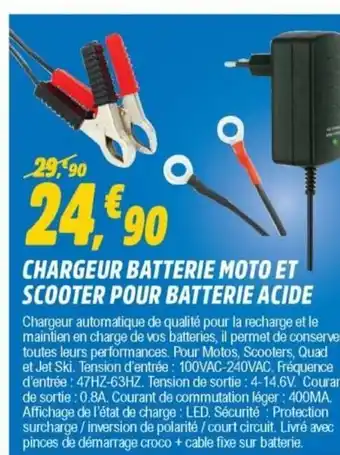 Chargeur Batterie Moto Et Scooter Pour Batterie Acide