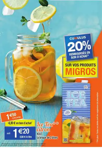 Migros Ice Tea Citron Kult offre