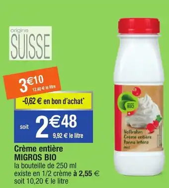 Migros Crème entière offre