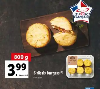 Lidl 6 Rôstis Burgers offre
