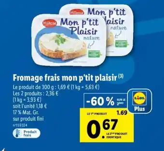 Lidl Fromage Frais Mon P'Tit Plaisir offre