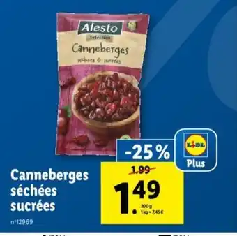 Lidl Canneberges Séchées Sucrées offre