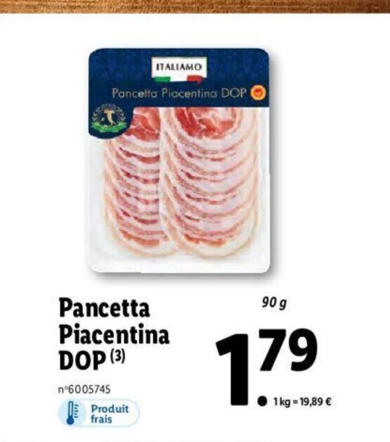 Promo Pancetta Piacentina Dop chez Lidl