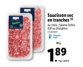 Lidl Saucisson Sec En Tranches offre