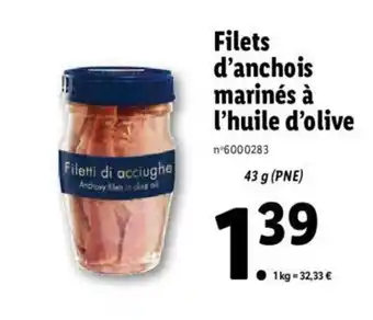 Lidl Filets D'Anchois Marinés A L'Huile D'Olvie offre