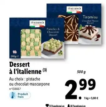 Lidl Dessert A L'Italienne offre
